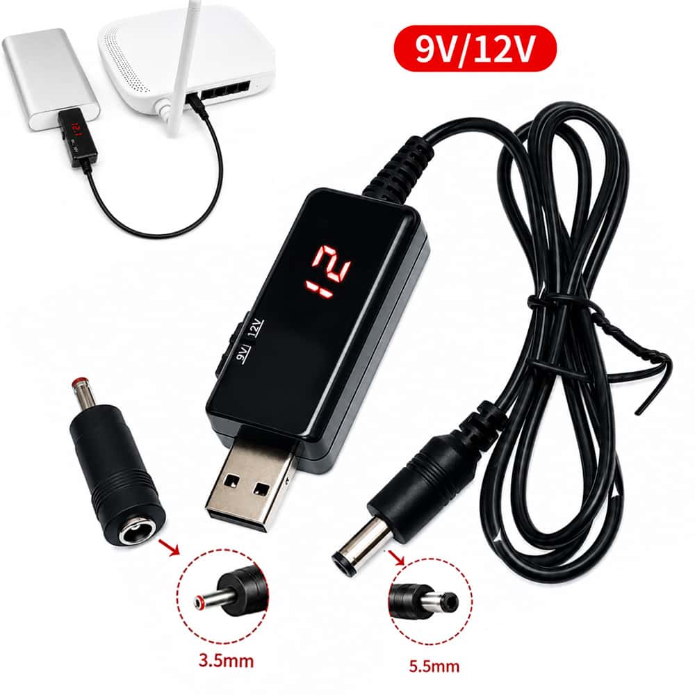 Кабель для роутера від павербанка USB 5V на 9V/12V з LED-дисплеєм