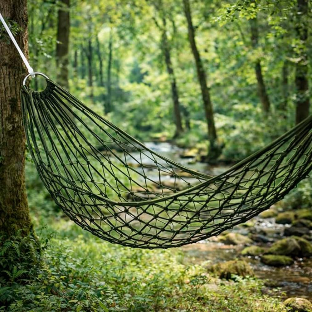 Гамак сітчастий туристичний підвісний 250×80 см зелений (2)