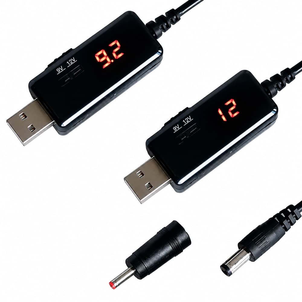 Кабель для роутера від павербанка USB 5V на 9V/12V з LED-дисплеєм (2)