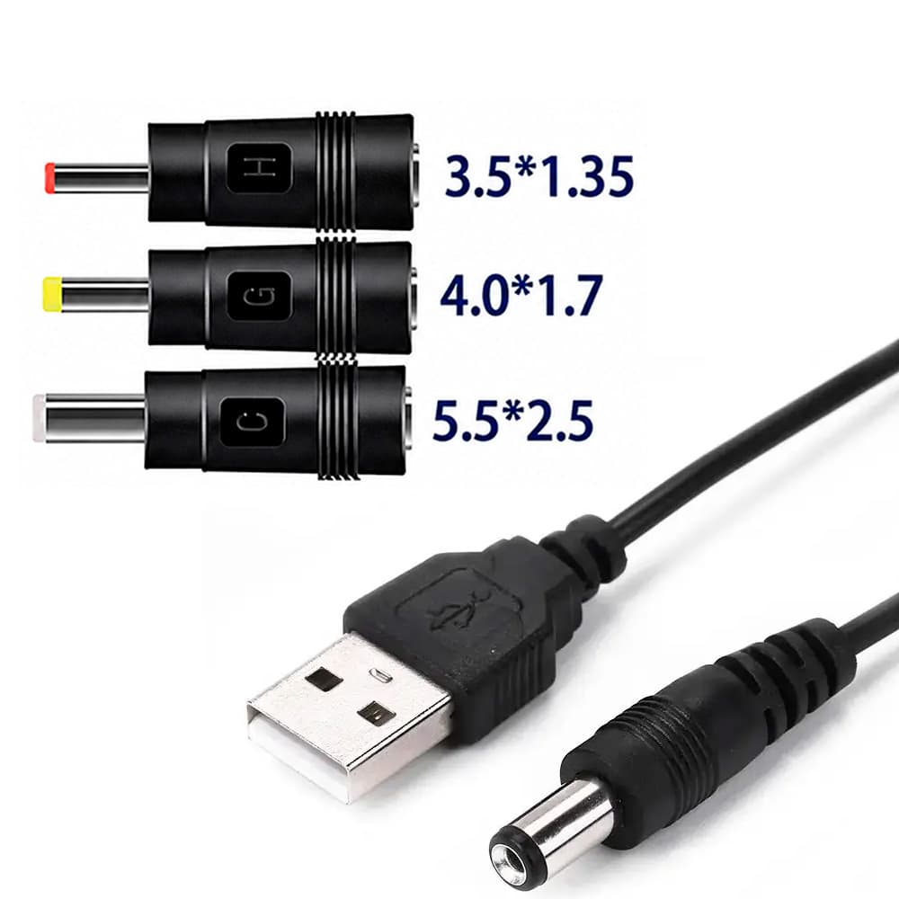 Кабель USB-DC 5V для роутера від павербанка з 3 перехідниками (3)