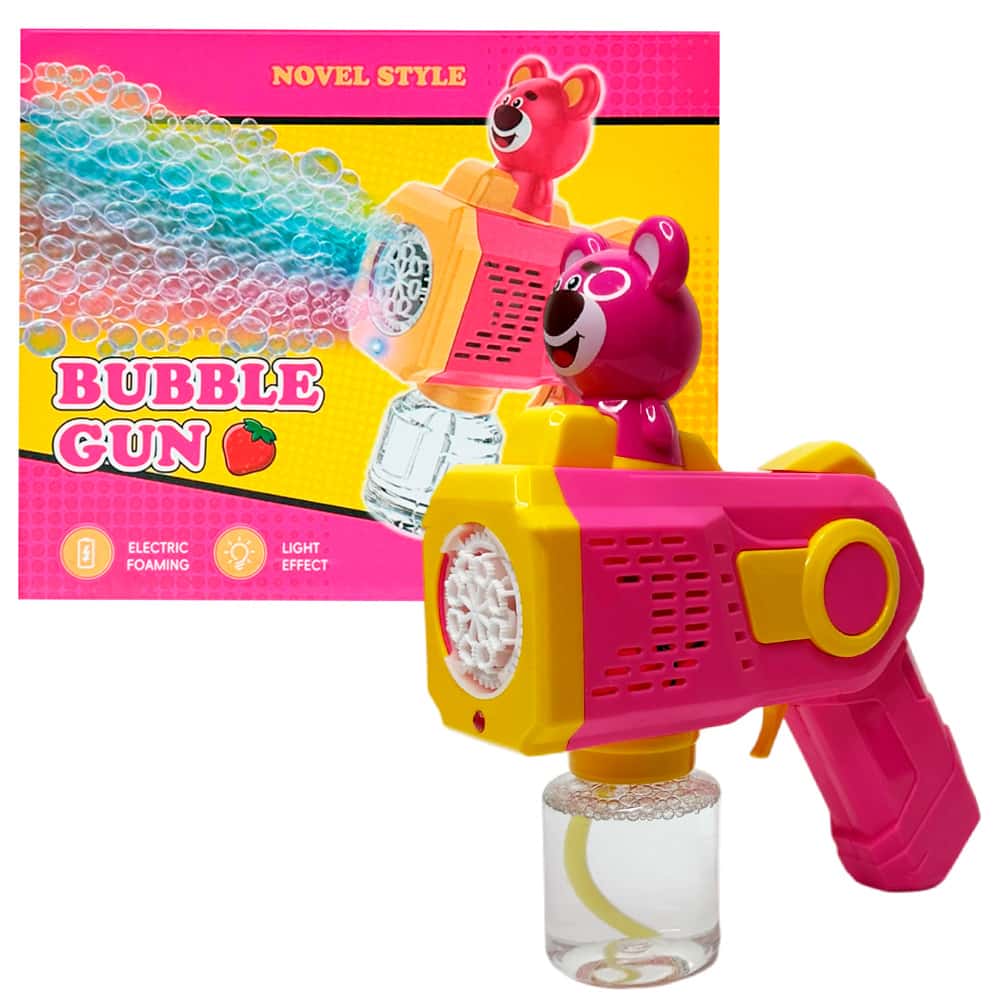 Пістолет для мильних бульбашок з підсвіткою Bubble Gun, фігурка ведмедика